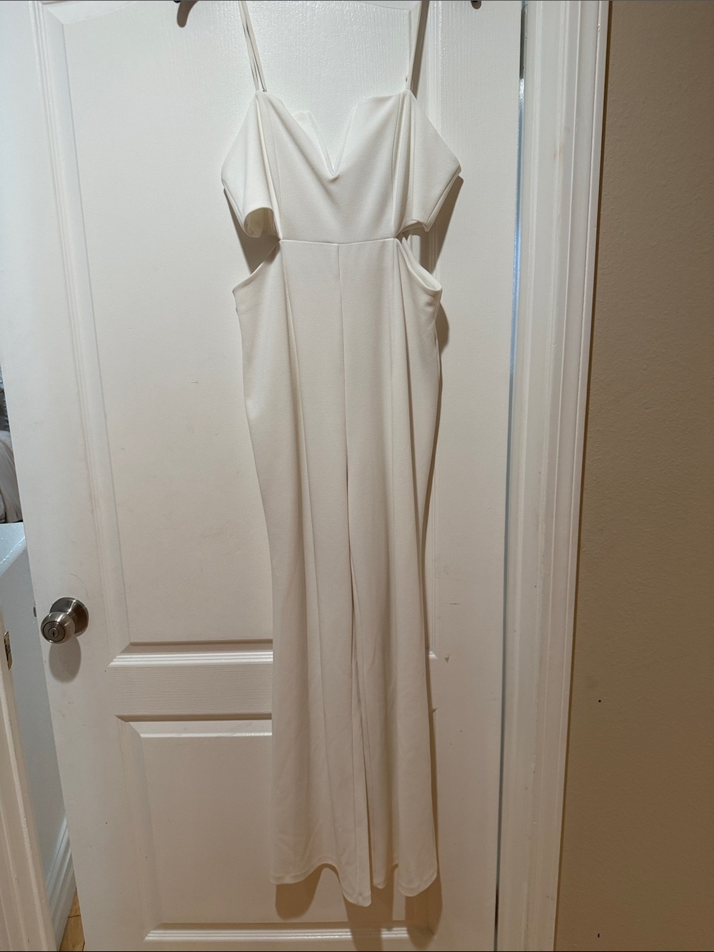 Forever 21 White Cutout Spaghetti-Strap Jumpsuit